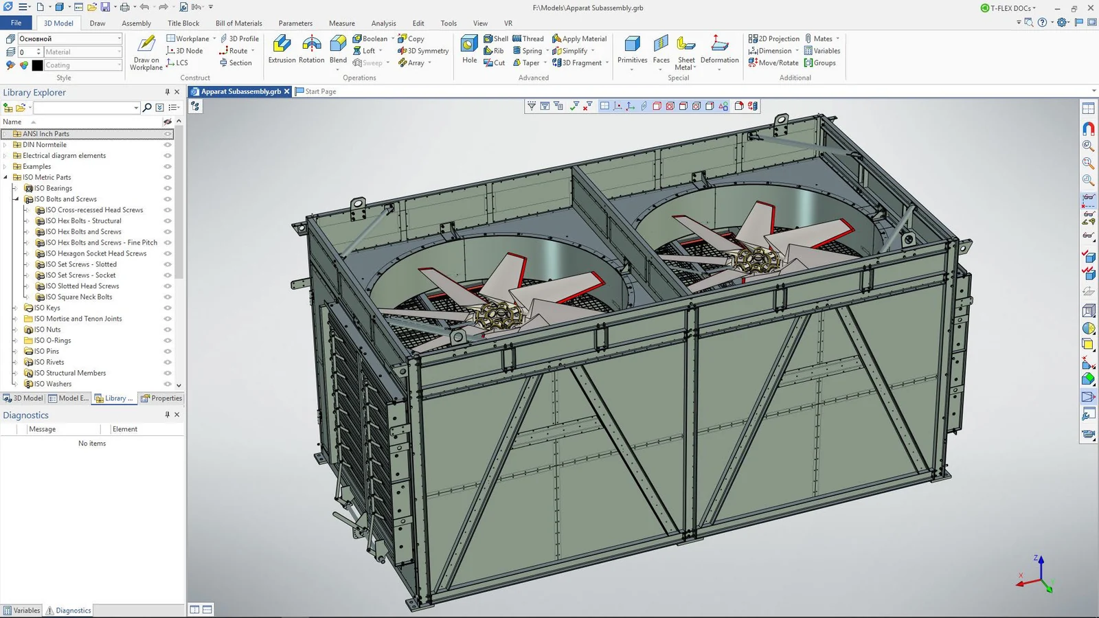 Baugruppe einer Stahlkonstruktion in der IN-CAD Benutzeroberfläche