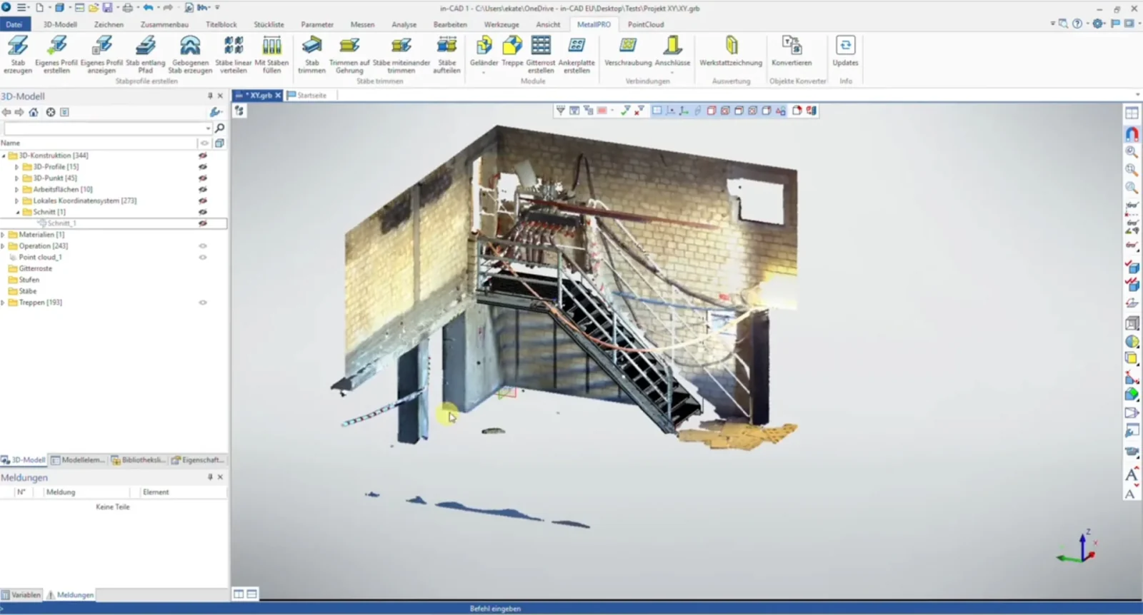 Gescanntes Treppenhaus als Punktwolke in IN-CAD